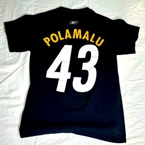 Reebok NFL Pittsburgh Steelers‎ Polamalu 43 T Shirt Mens Size Small 100% Cotton